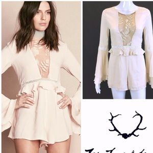 For Love & Lemons Emelia Dusty Pink Romper Sz XS